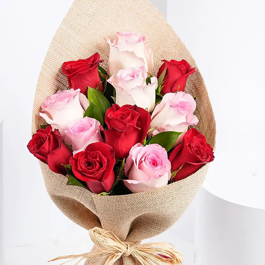 Pink and Red Mix Roses Bouquet