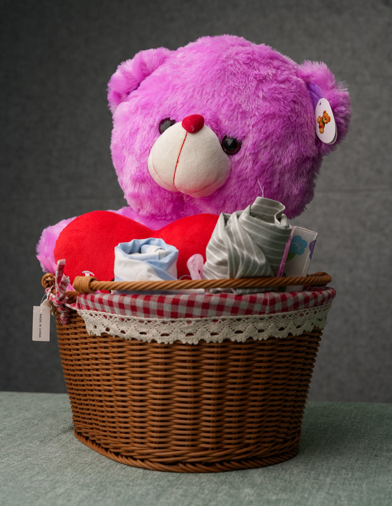 Cuddle & Love Gift Basket – Plush Bear & Essentials