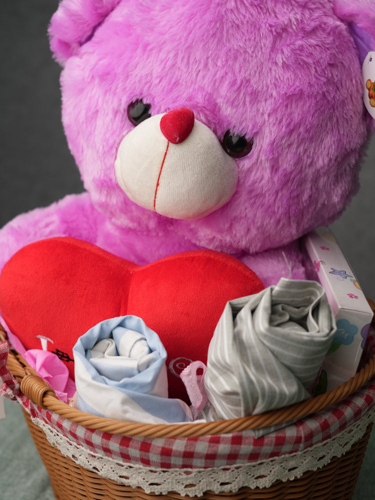 Cuddle & Love Gift Basket – Plush Bear & Essentials