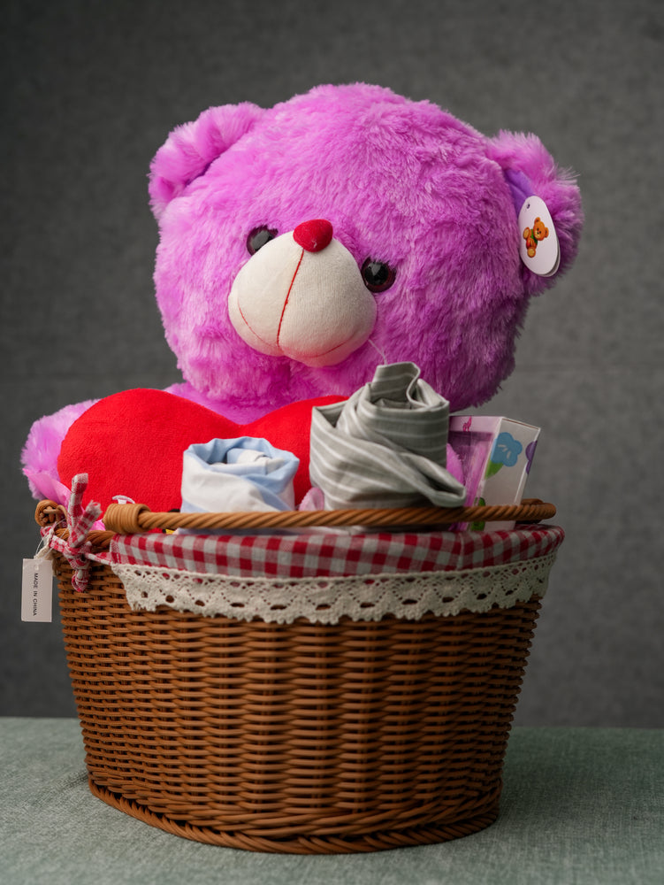 Cuddle & Love Gift Basket – Plush Bear & Essentials