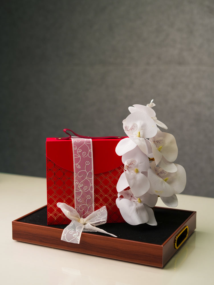 Royal Orchid Gift Set – Timeless Elegance in Red &amp; Gold