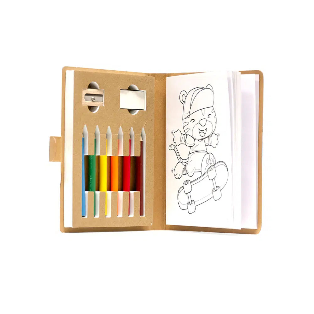 Eco Drawing Book with Color Pencils, Sharpener and Eraser