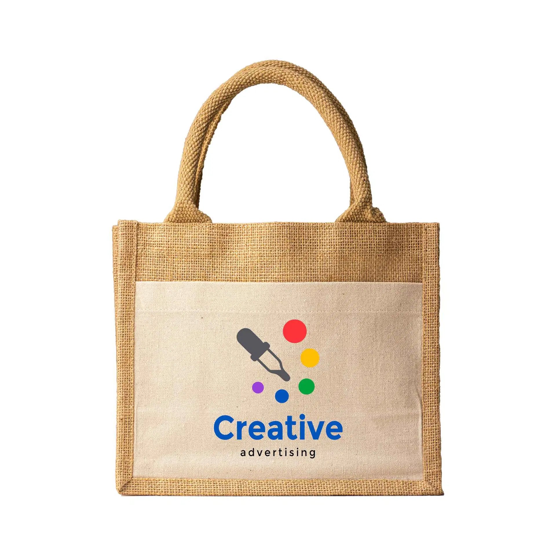 Jute Bag with Canvas Pocket