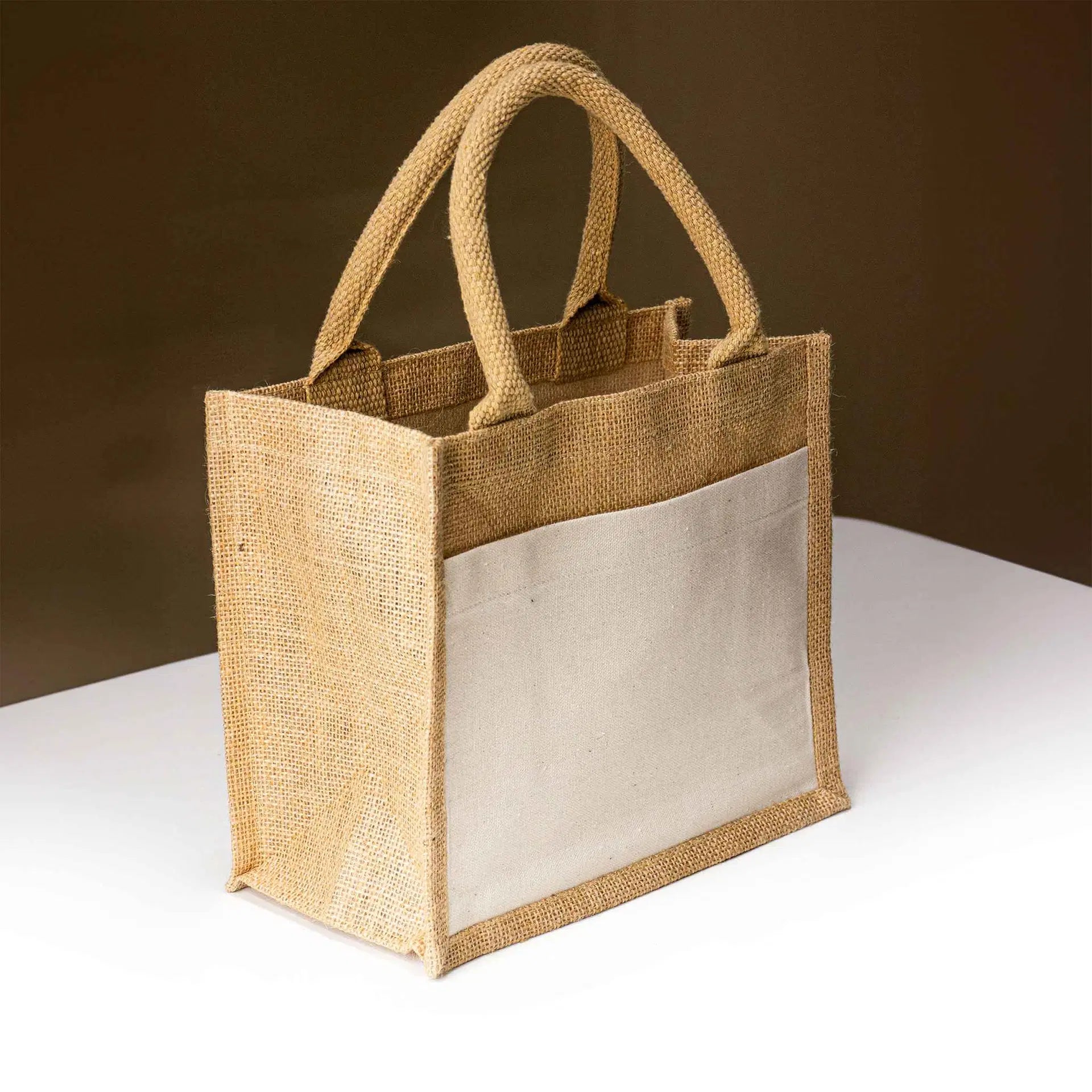 Jute Bag with Canvas Pocket