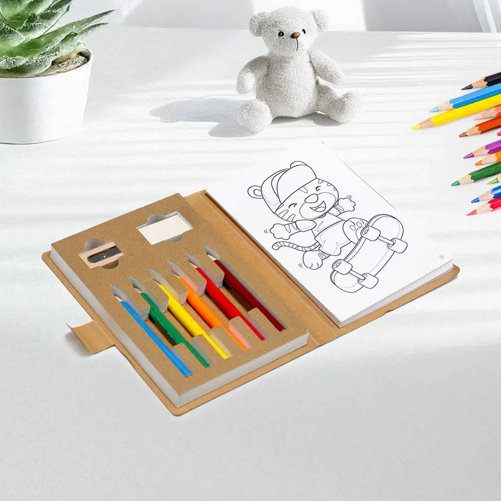 Eco Drawing Book with Color Pencils, Sharpener and Eraser