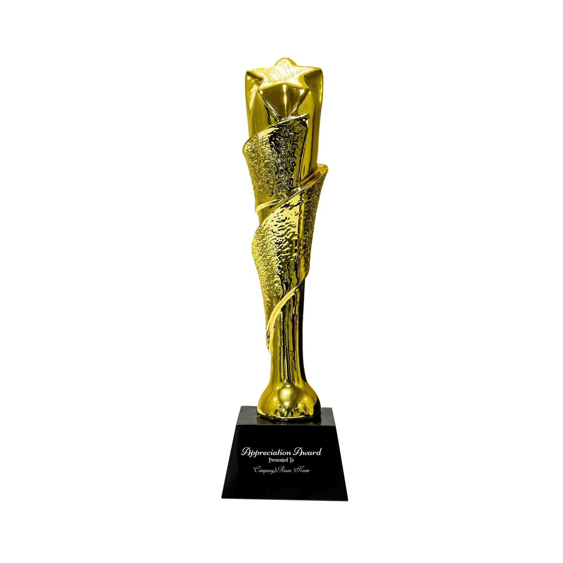 Award Trophy Star edges joint slanted full gold with black base