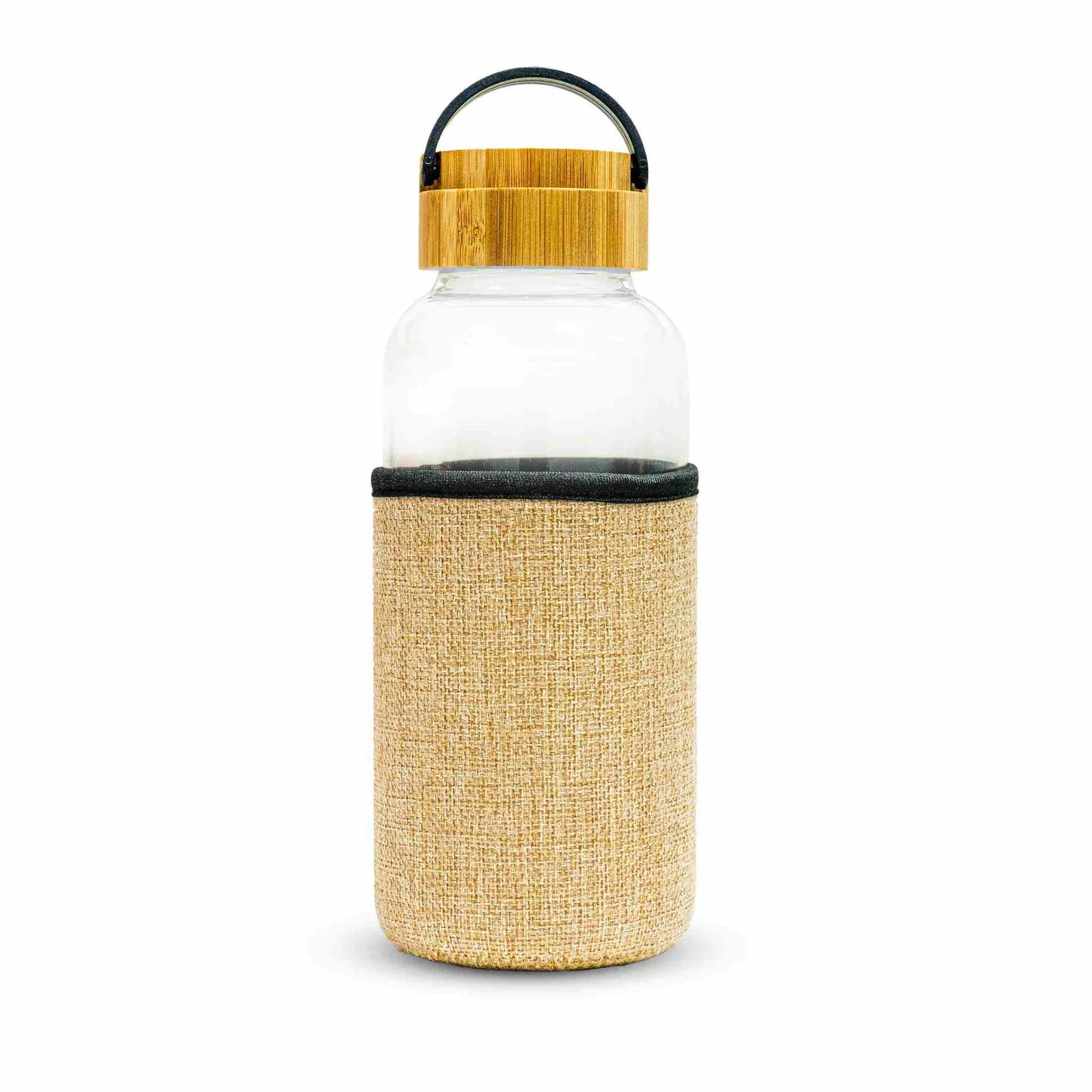 Glass Bottle With Eco Sleeve and Bamboo Lid