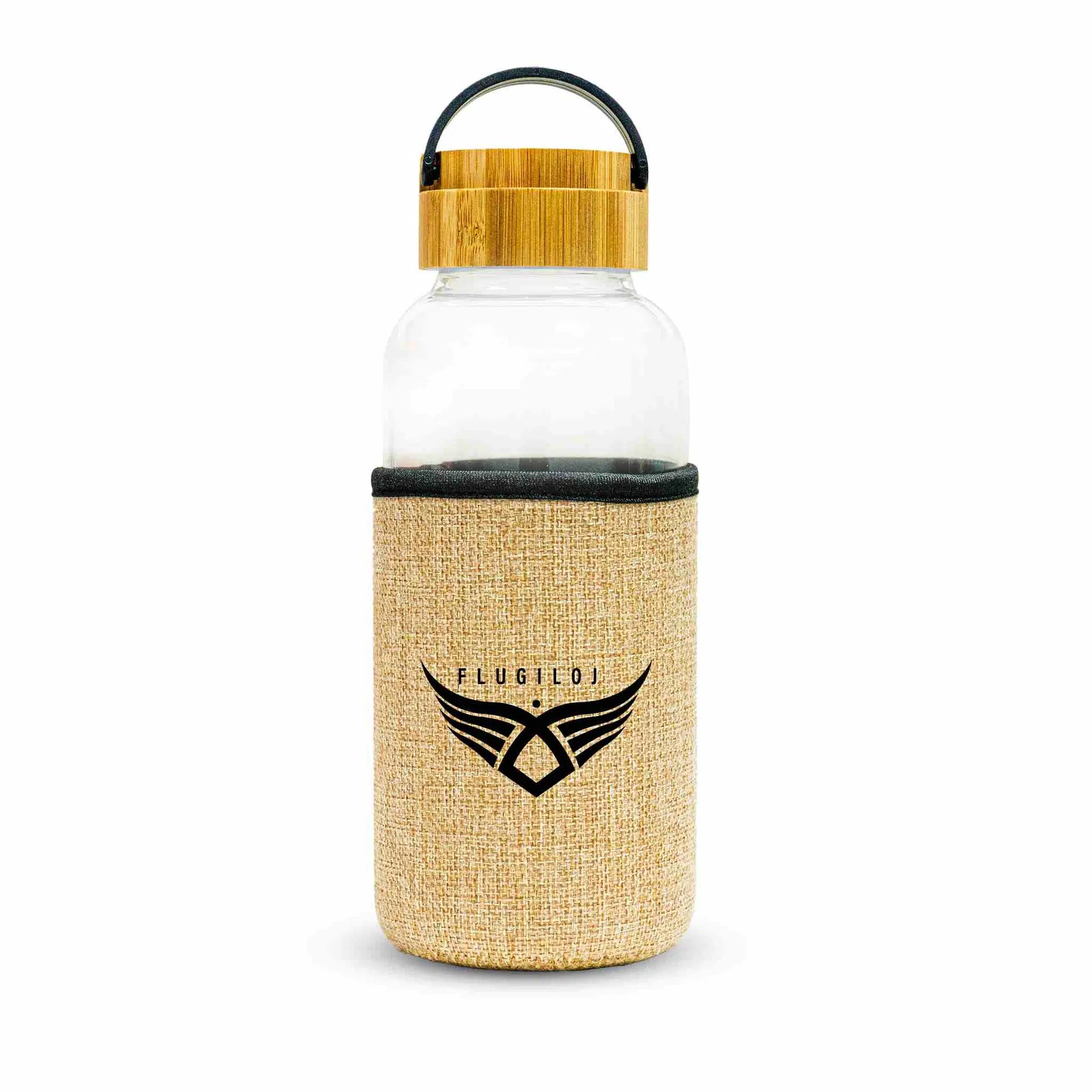 Glass Bottle With Eco Sleeve and Bamboo Lid