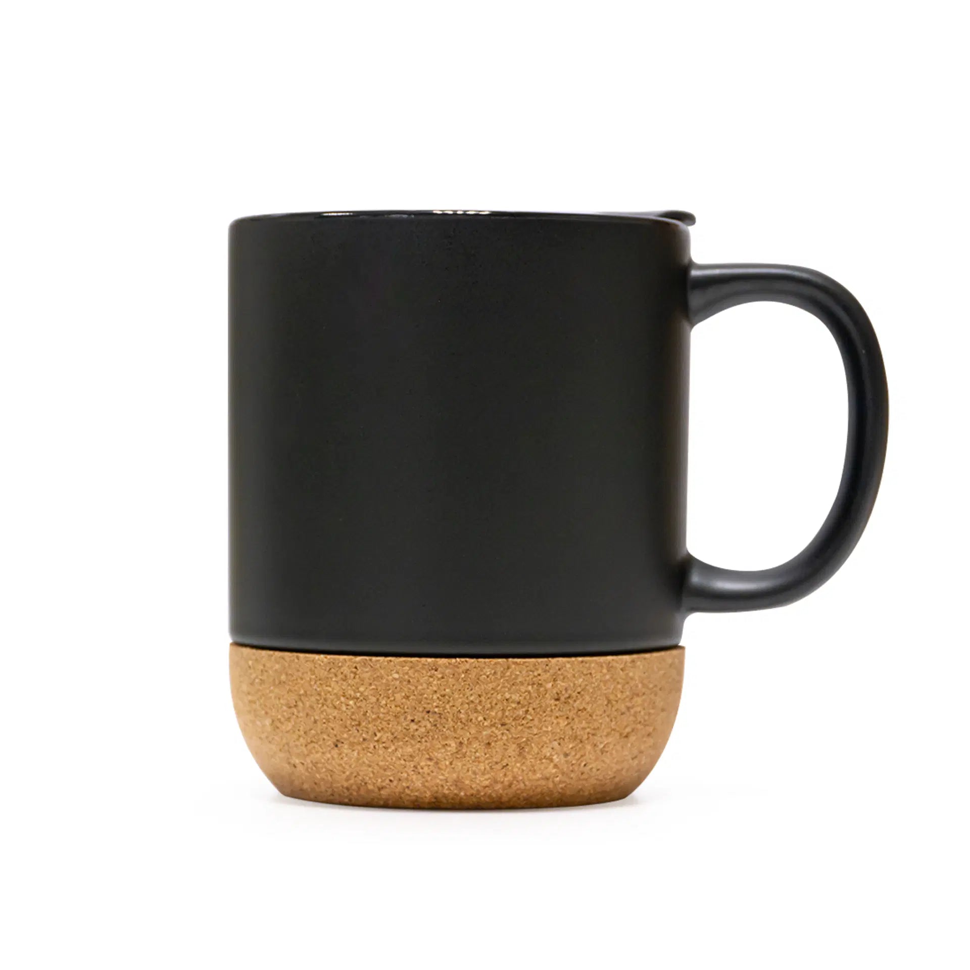 Ceramic Mug With Lid and Cork Base Black