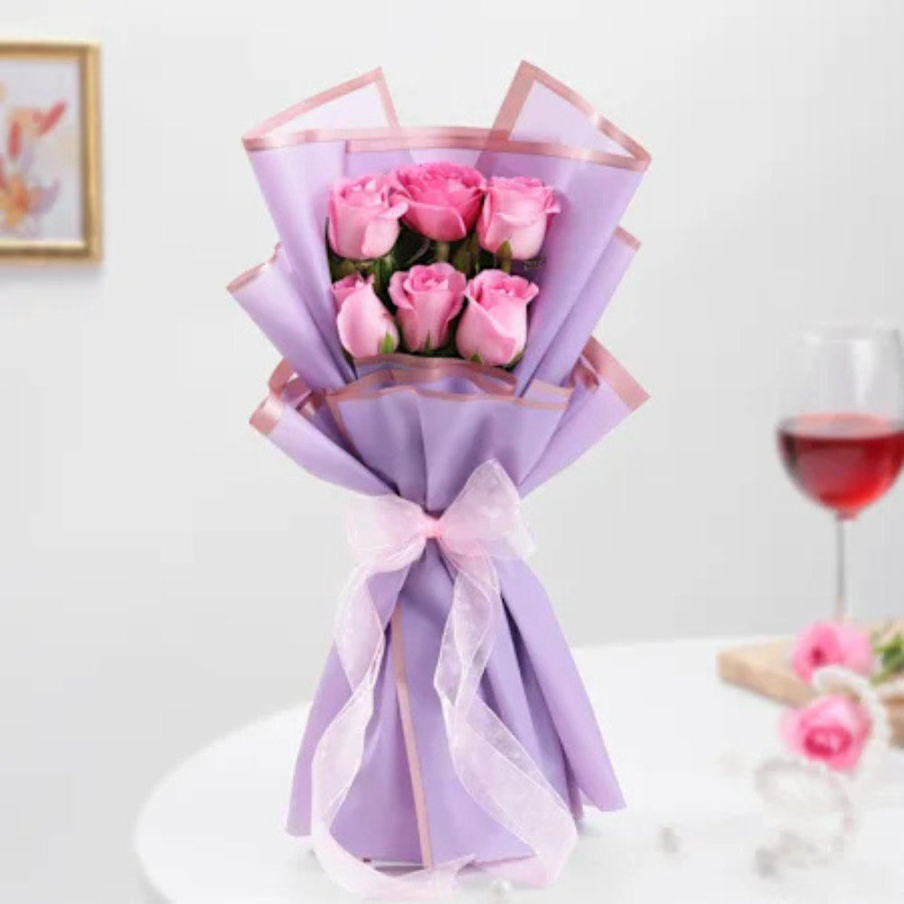 Premium Aqua Pink Rose Bouquet